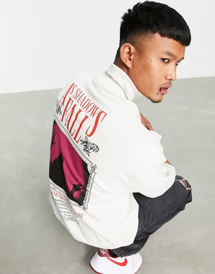 Asos Design Oversized Sweatshirt In White With Gothic Movie Poster Back Print