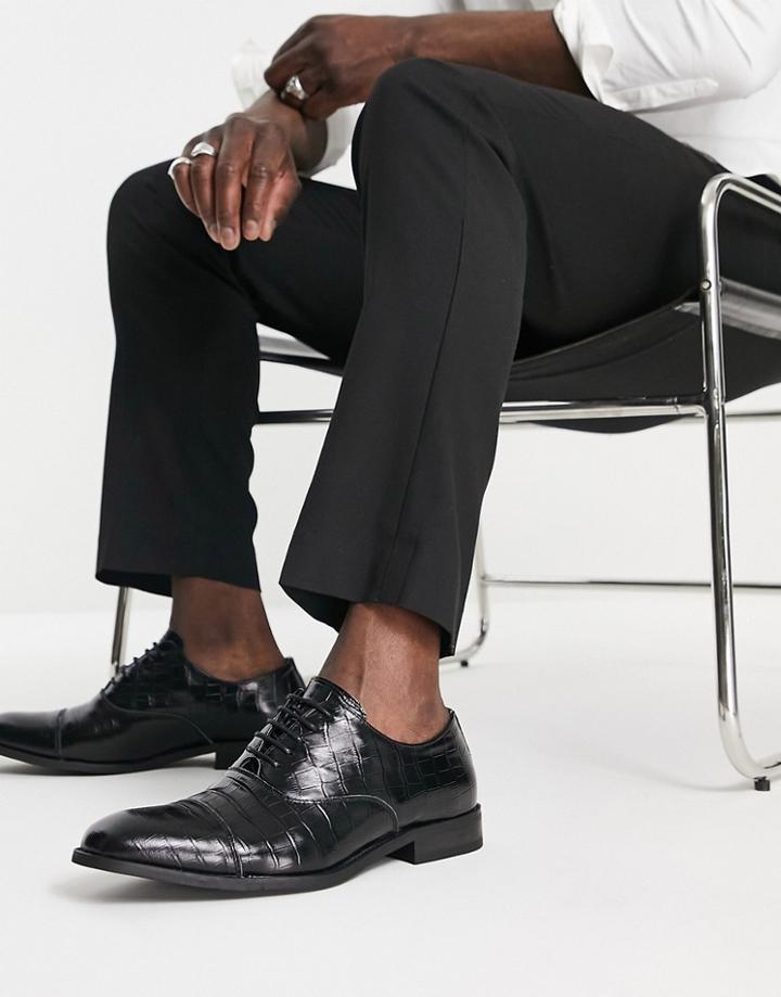 Gianni Feraud Croc Lace Up Brogues In Black