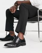 Gianni Feraud Croc Lace Up Brogues In Black
