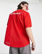 Sixth June Oversized T-shirt In Red Mesh With Gothic Logo Print - Part Of A Set