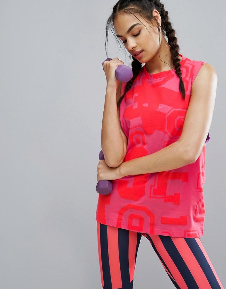 Adidas Stella Sport Printed Cotton Muscle Tank - Pink