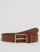 Asos Smart Slim Leather Belt In Tan - Tan