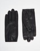 Asos Plain Leather Gloves With Touch Screen - Black