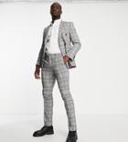 Twisted Tailor Jose Tall Skinny Suit Pants In Gray Prince Of Wales Check