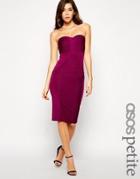 Asos Petite Midi Bodycon Dress In Bandage Fabric - Purple