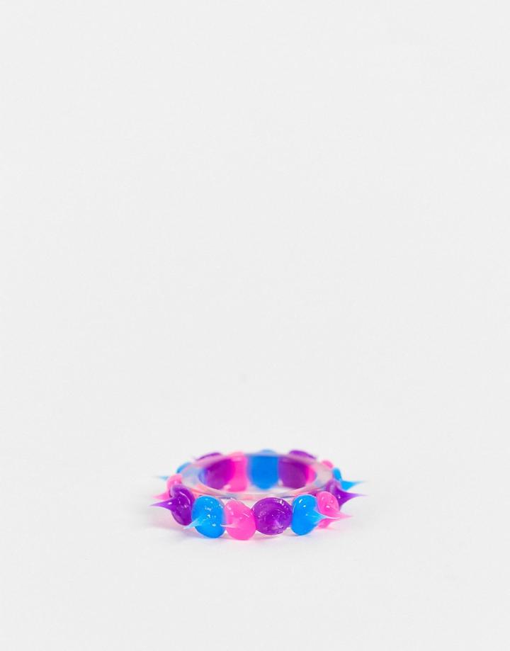 Asos Design Ring With Rubber Spike Design-multi