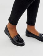 New Look Fringe Loafers In Black Croc