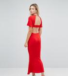 Asos Tall Maxi Tea Dress With Open Back Detail - Red
