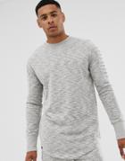 Le Breve Ribbed Arm Crew Neck Sweatshirt-gray