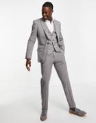 Asos Design Slim Suit Pants In Charcoal Crosshatch-grey