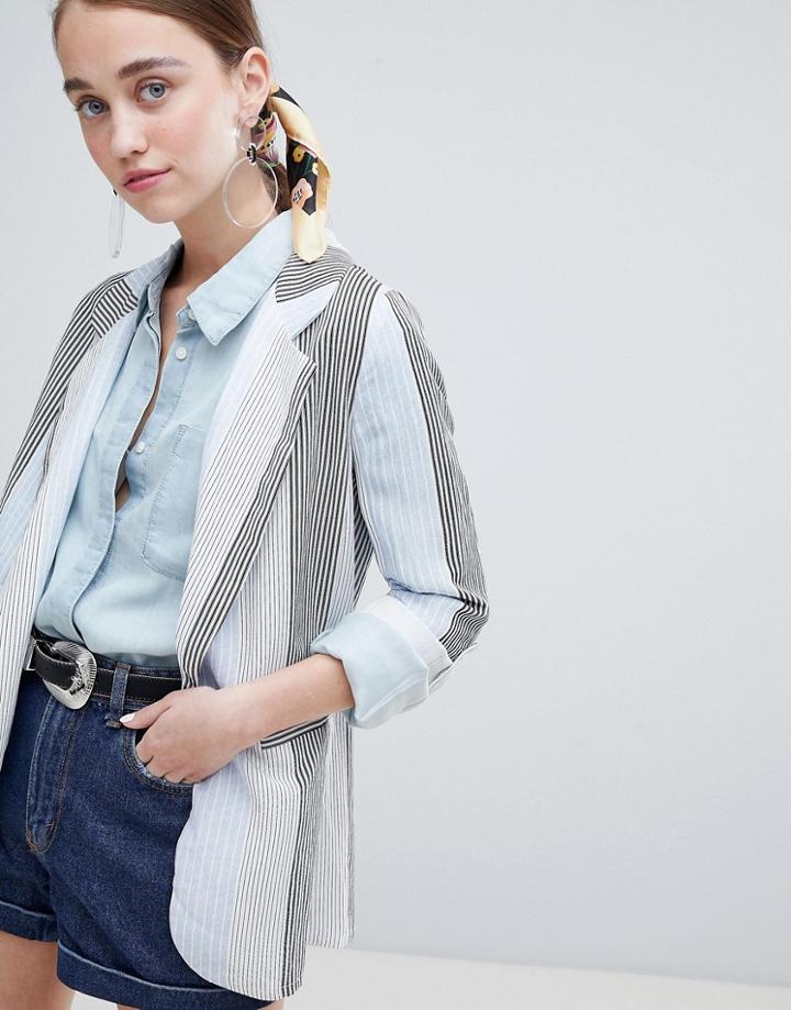 New Look Stripe Blazer - Blue