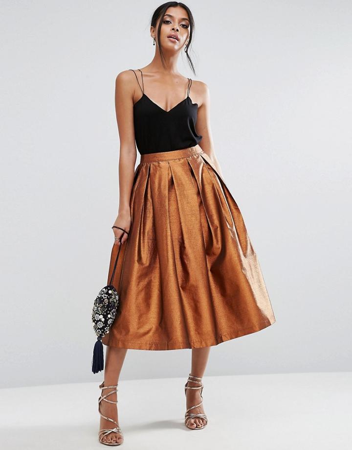 Asos Metallic Prom Skirt - Gold
