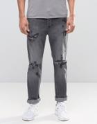 Kubban Denim Tapered Jean Ripped Black Wash - Black