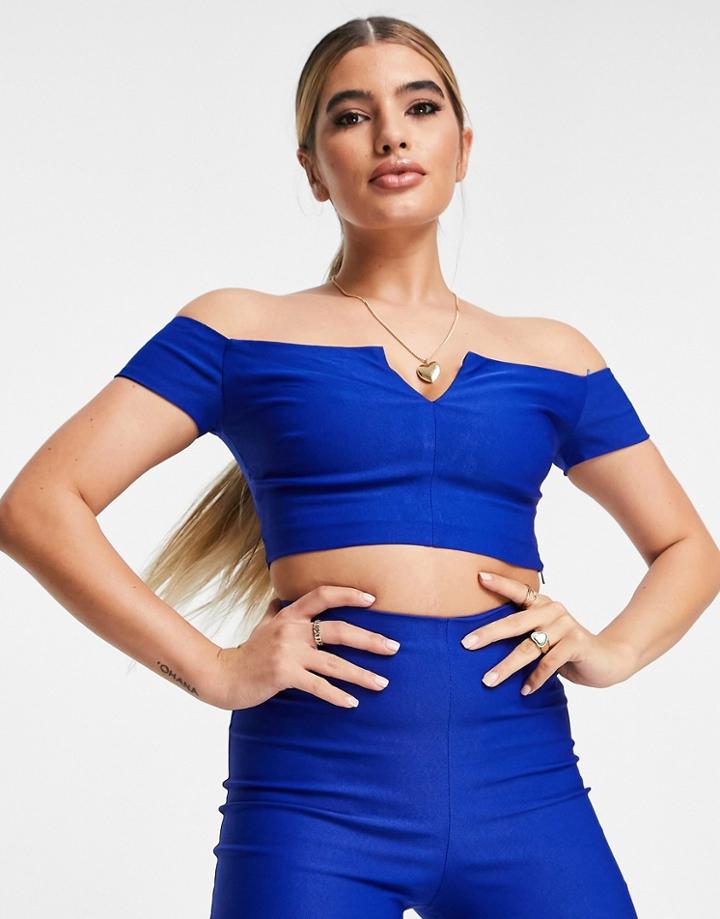 Vesper Notch Bardot Top In Cobalt-blues