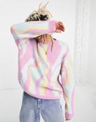 Asos Design Knit Sweater With Abstract Pattern In Pastel-multi