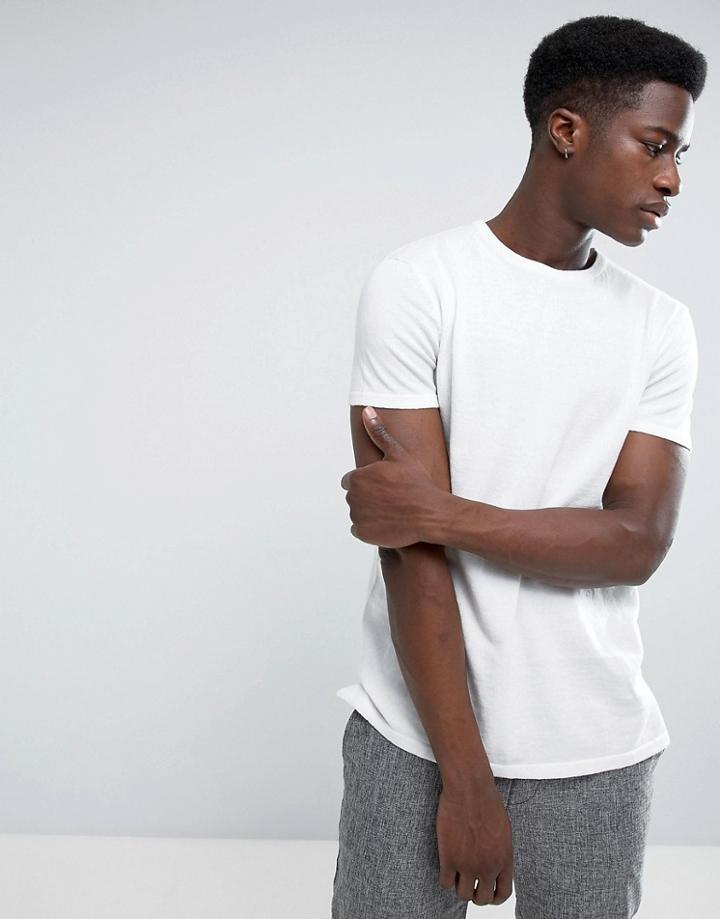 Bershka Knitted T-shirt In White - White