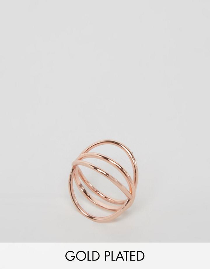Lavish Alice Gold Plated Oversized Orbit Ring - Rose Gold