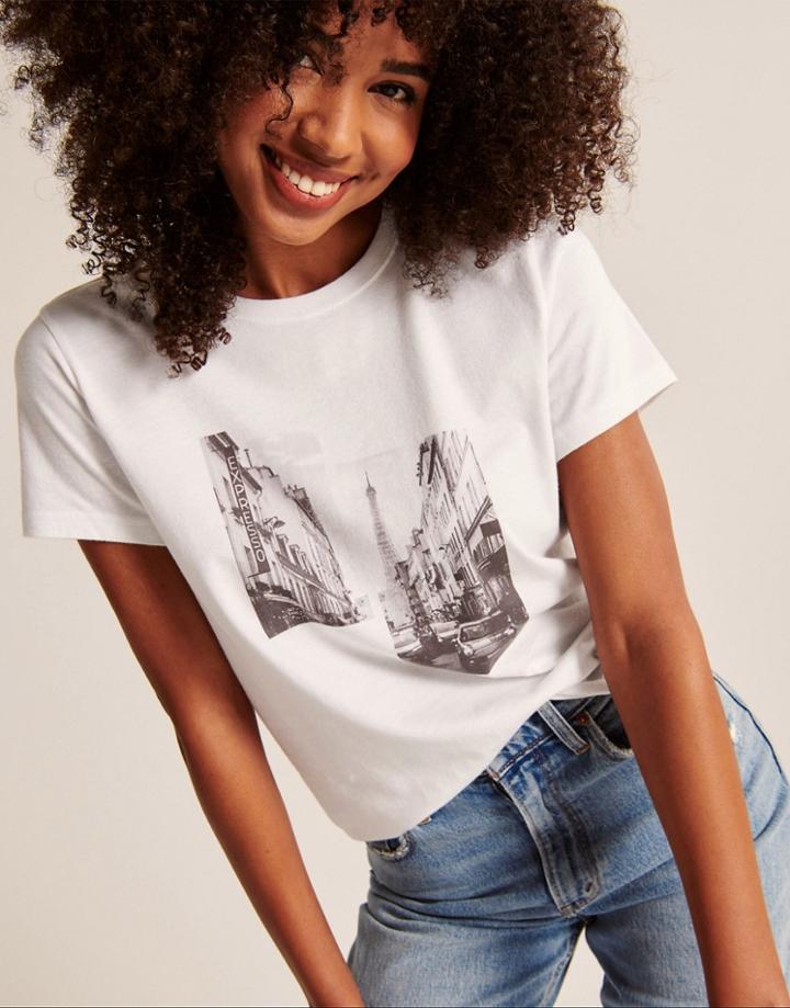 Abercrombie & Fitch Graphic T-shirt In White