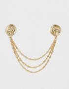 Asos Design Stamped Coin Inspired Collar Tips - Gold