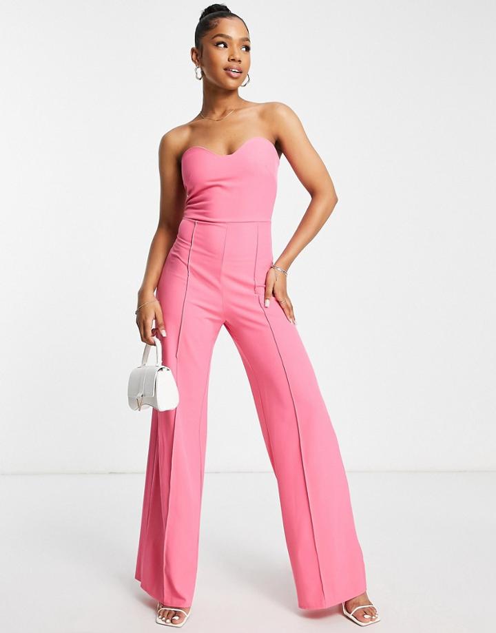 Vesper Wide Leg Jumpsuit In Bubblegum Pink