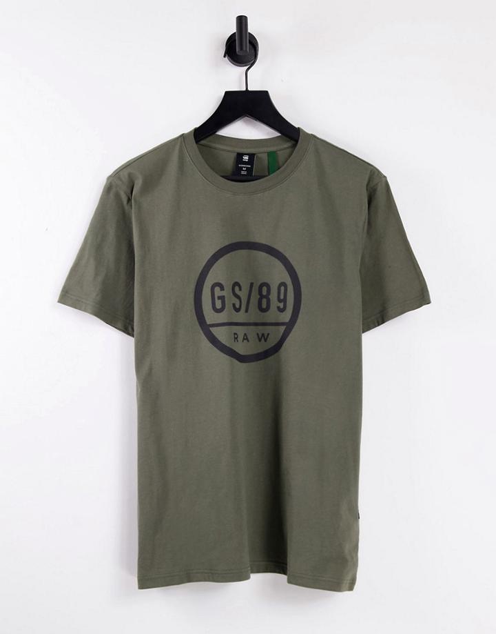 G-star T-shirt With Gs89 Graphic In Khaki-green