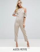Asos Petite Jumpsuit With Cold Shoulder Detail - Gray