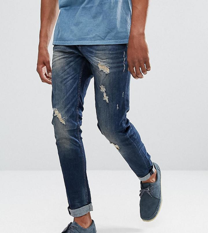 Blend Echo Skinny Fit Jean Rip & Repair - Navy