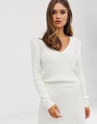 Asos Design Two-piece Sweater In Moving Rib - Cream