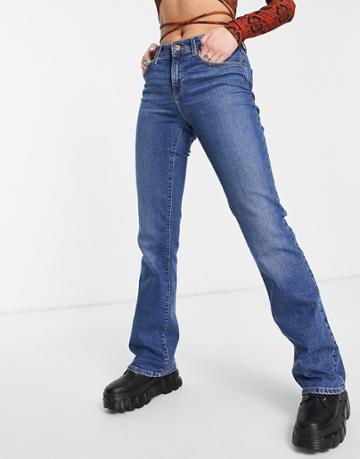 Wrangler High Rise Bootcut Jeans In Mid Wash Blue