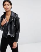 Asos Ultimate Leather Look Biker Jacket - Black