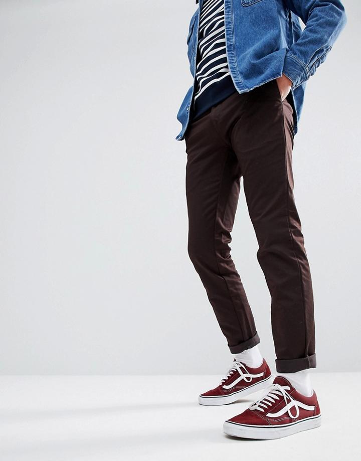 Carhartt Wip Sid Tapered Chinos In Brown - Black