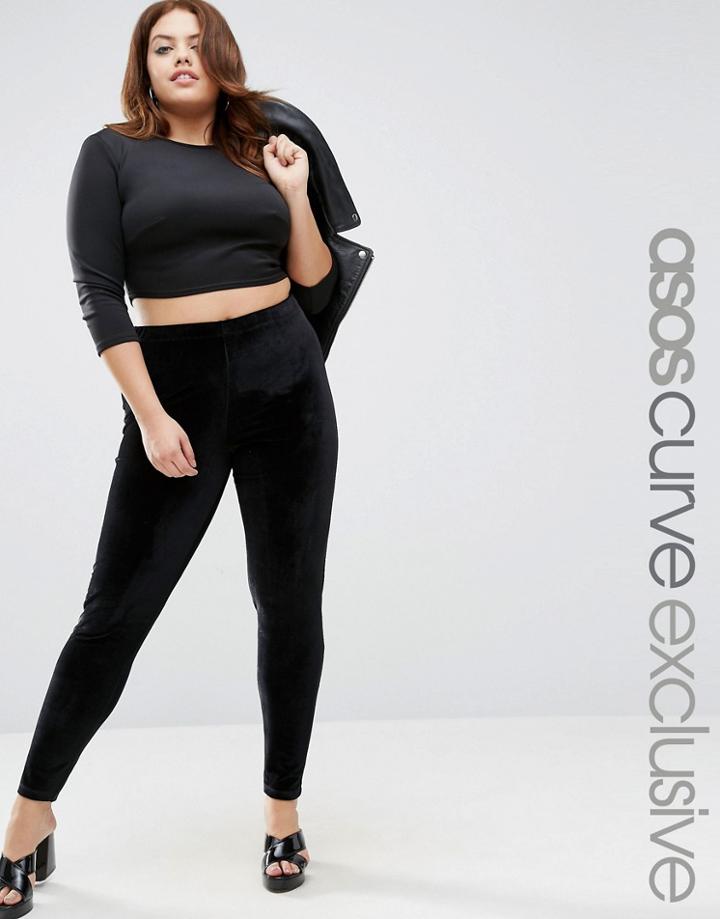 Asos Curve Velvet Legging - Black