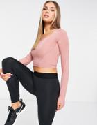 Asos 4505 Long Sleeve Top With Contour Seaming And Square Neck-purple