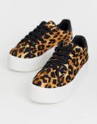 Asos Design Dreamer Flatform Chunky Sneakers In Leopard-multi