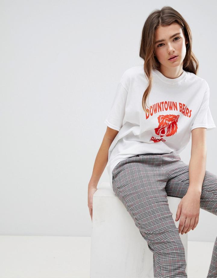 Daisy Street Boyfriend T-shirt With Vintage Print - White