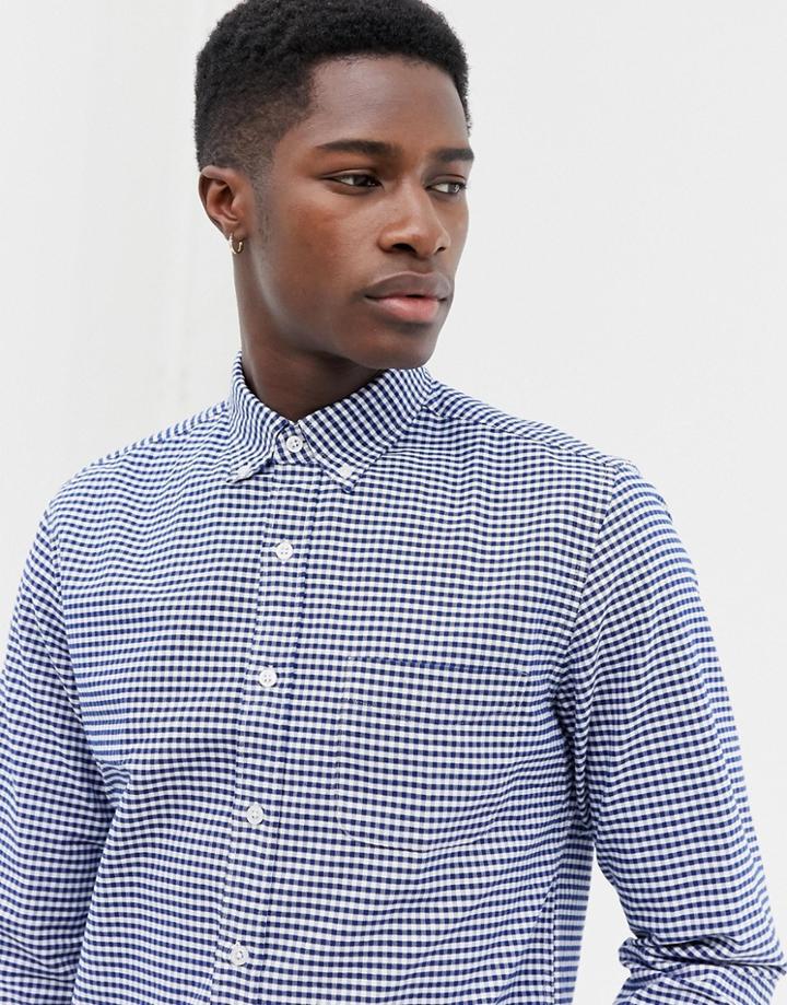 J.crew Mercantile Flex Slim Fit Gingham Check Oxford Shirt In Blue/white - Blue