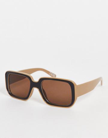 Asos Design Frame Oversized 70s Beveled Retro Sunglasses - Multi