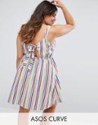 Asos Curve Skater Dress In Bright Stripe - Multi
