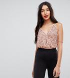 Asos Tall Cami Body In Sequin Embellishment With Back Strap - Pink