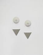 Asos Simple Spike Triangle Stud Earrings - Silver