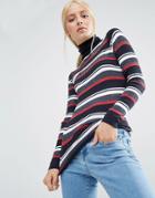 Brave Soul Striped Sweater - Navy