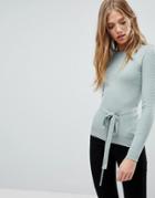 Brave Soul Sweater With Belted Waist - Green