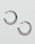 Asos Design Thick Hoop Earrings - Silver