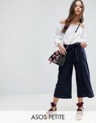 Asos Petite Linen Culotte Pants - Navy