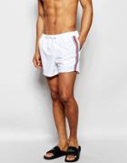 Asos Short Length Swim Shorts In White With Side Stripe - White