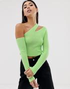 Asos Design Asymmetic Knitted Top - Green