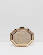 Chi Chi London Glitter Gold Clutch Bag In Hexagon Shape - Gold