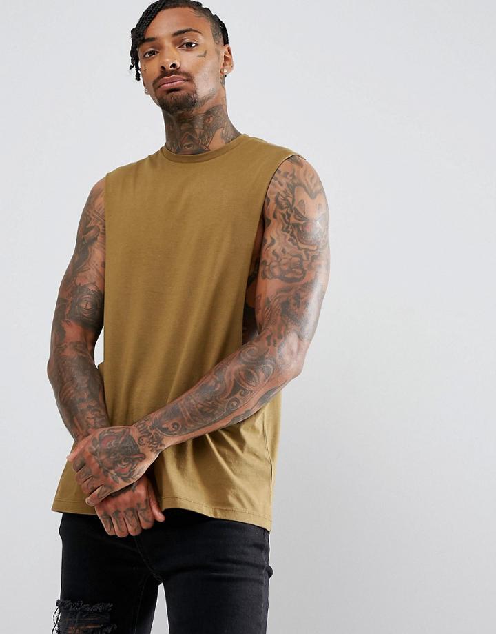 Asos Longline Tank With Extreme Dropped Armhole - Blue