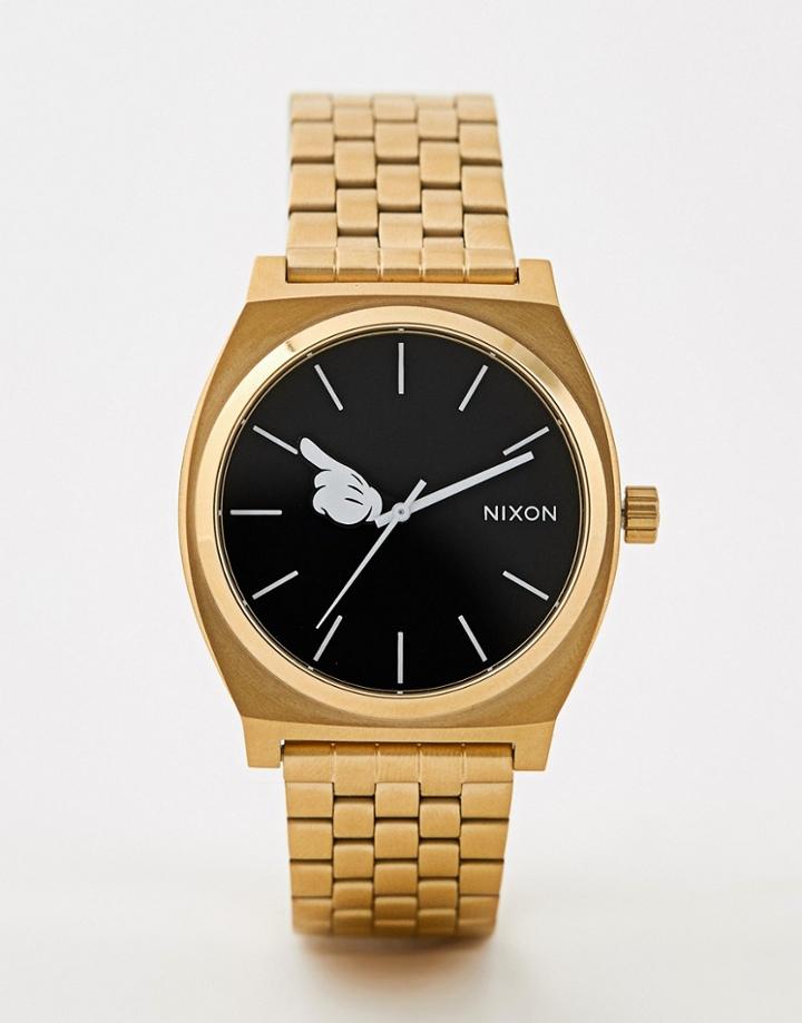 Nixon X Mickey Mouse Time Teller Watch In Gold - Gold