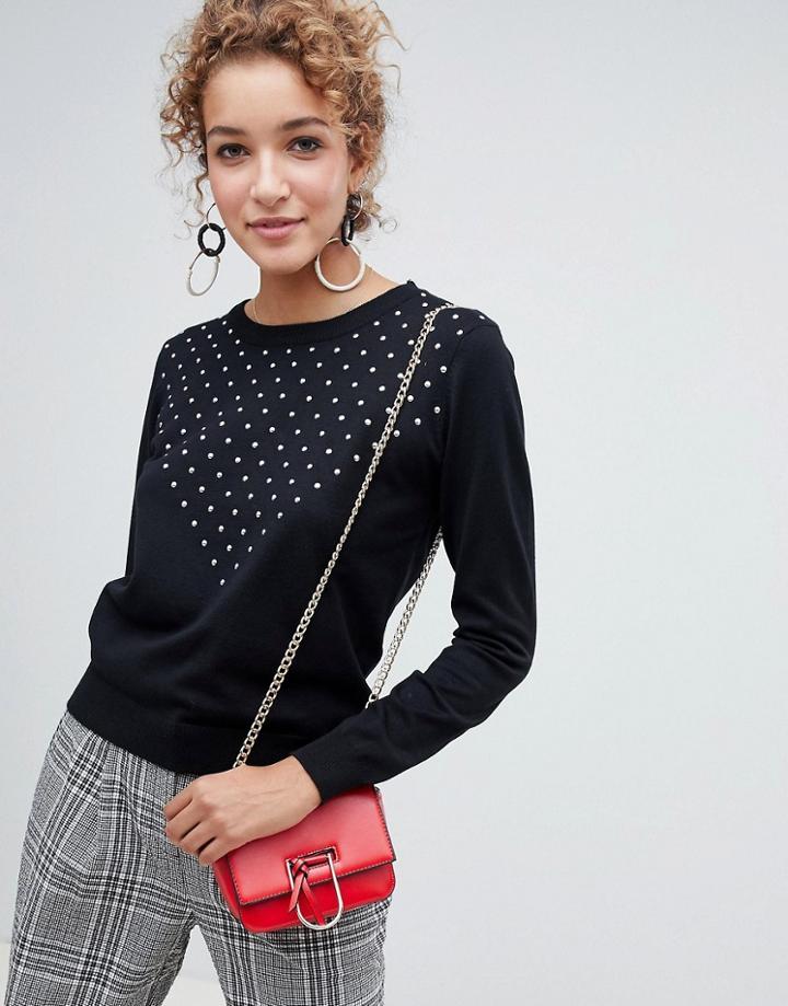 Qed London Studded Sweater - Black